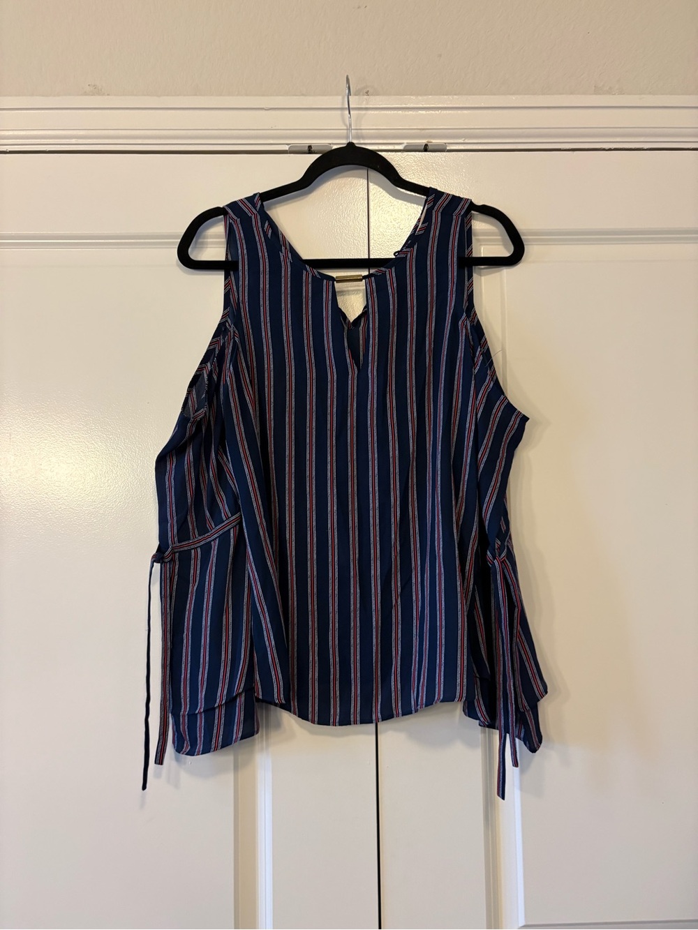 MICHAEL Michael Kors Navy Striped Cold-Shoulder Camisole